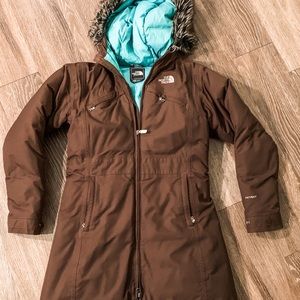 Brown small northface goose down winter  jacket
